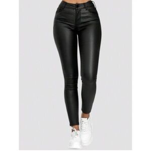 Apperloth Moto PU Leather Skinny Pants MEDIUM Black High Waist Thermal Lined NEW